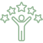 ICON EINES JUBELNDEN MENSCHEN MIT STERNEN ÜBER SICH